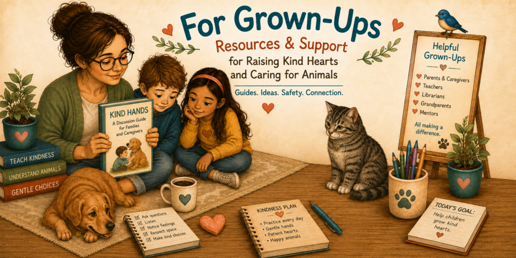 Welcome to our For Grown-Ups page where you can get information on how to help children learn kindness to animals.