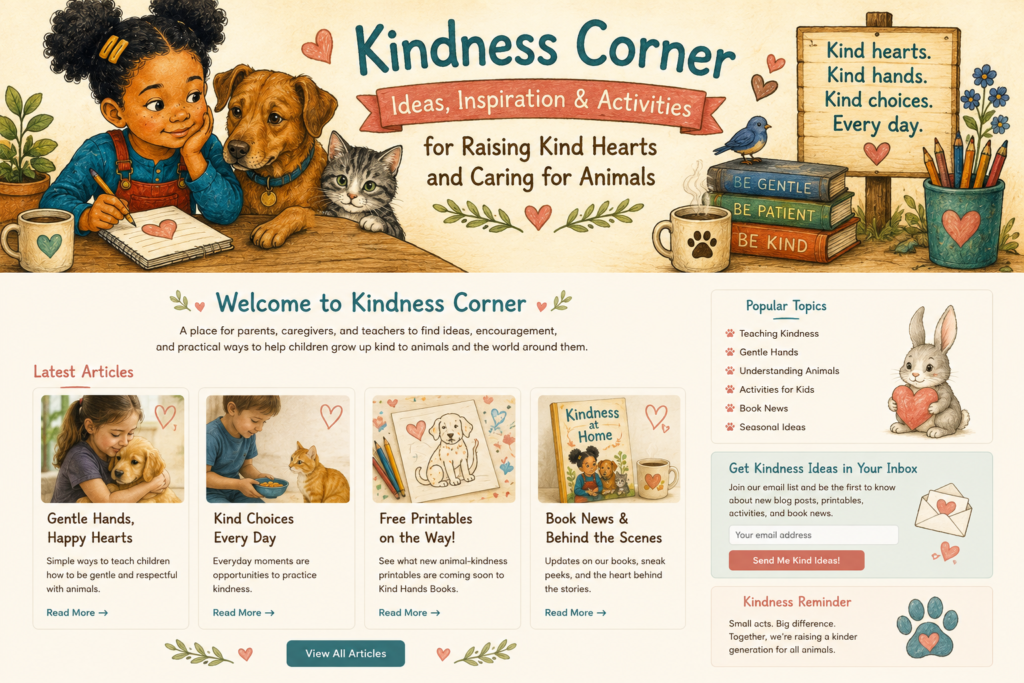 Welcome to the Kindness Corner Blog at KindHandsBooks.com